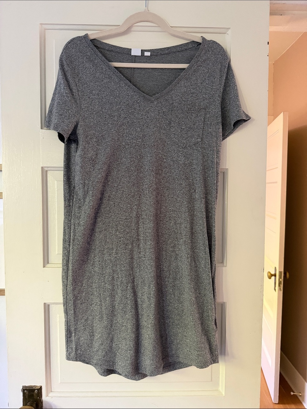 GAP Heather Gray V-Neck T-Shirt Dress